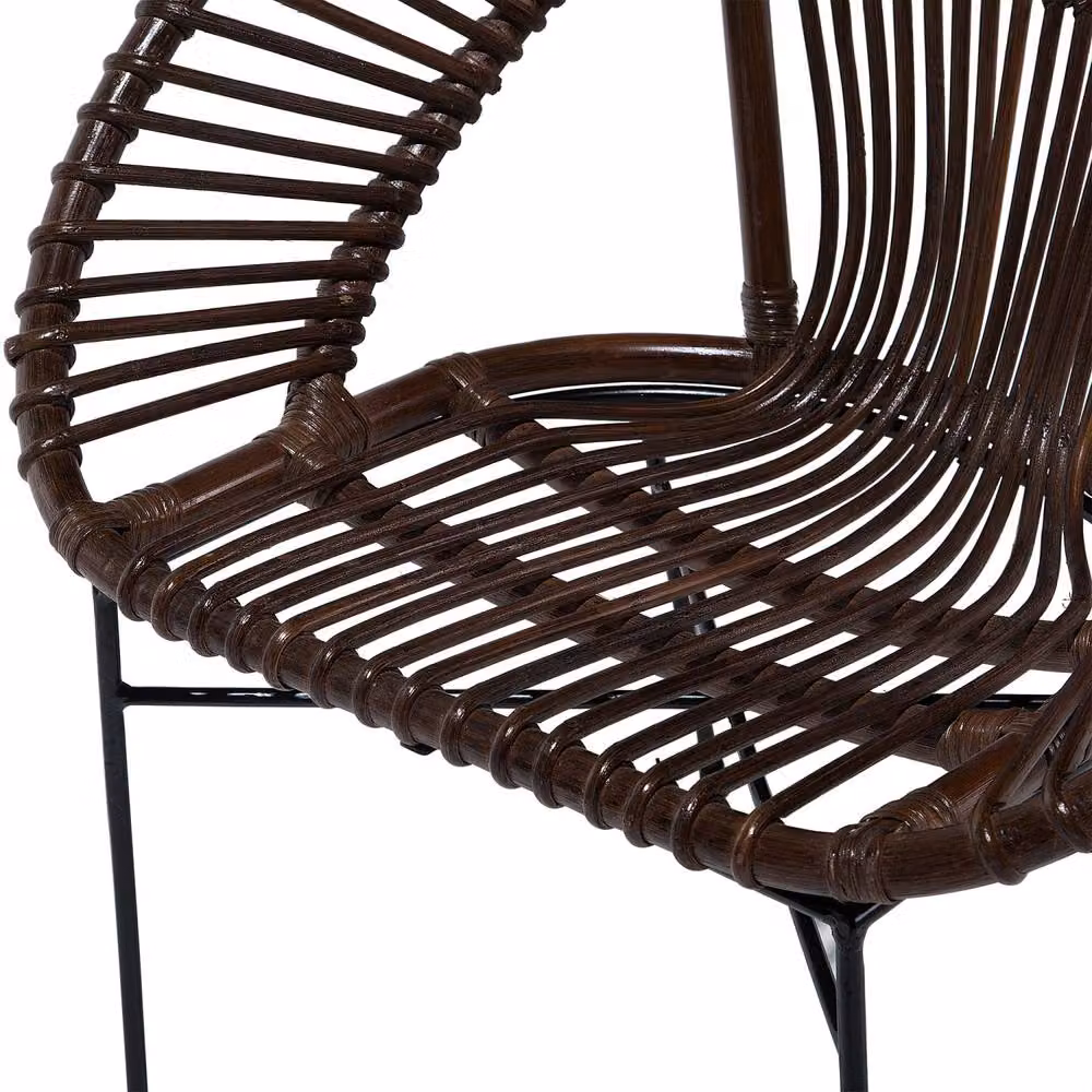 Wyld and Coco Acapulco Rattan Armchair in Brown Wicker with Black Metal Legs – 5