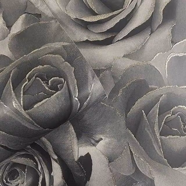 Muriva Madison Rose Glitter Floral Botanical Wallpaper in Black