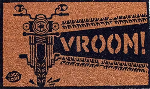 Coco&Coir Vroom Non-Slip Weatherproof Coir Door Mat, Black and Brown, W: 45 cm, D: 75 cm, H: 1.5 cm