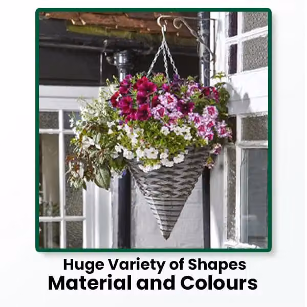 Marco Paul Pinto Pre-Lined Durable Outdoor Hanging Flower Basket in Brown and Multicolour, Diameter: 35.56 cm – 3
