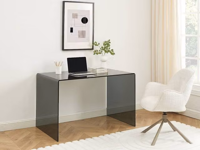 Vente-unique ELSTRON Writing Desk with Smoked Tempered Glass in Black, W: 120 cm, D: 70 cm, H: 75 cm