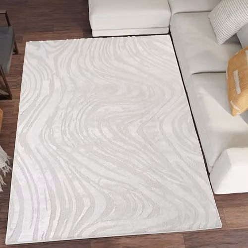 Desire Rugs Modern Abstract Silver Rectangular Area Rug, W: 160 cm, L: 230 cm