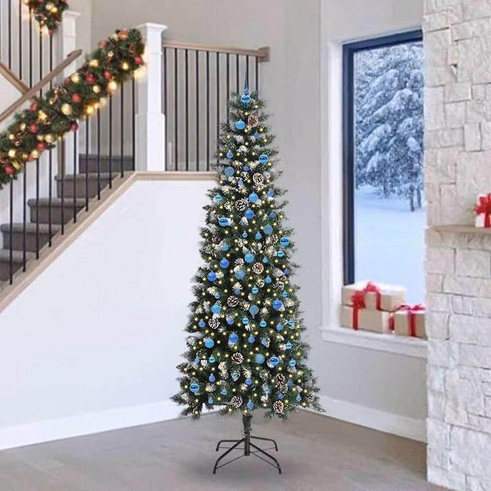 Berkfield Home Elegant Artificial Christmas Tree with 300 LEDs, Green, W/D/H: 96 x 96 x 240 cm – 2