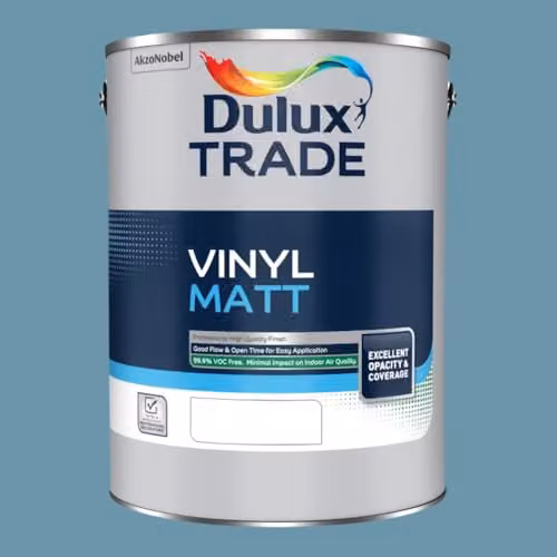 Dulux Trade Vinyl Matt Dispersion Paint in Stonewashed Blue, 5l