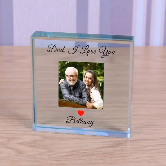 Uniqueful Personalised Dad I Love You Glass Token in Transparent and Beige