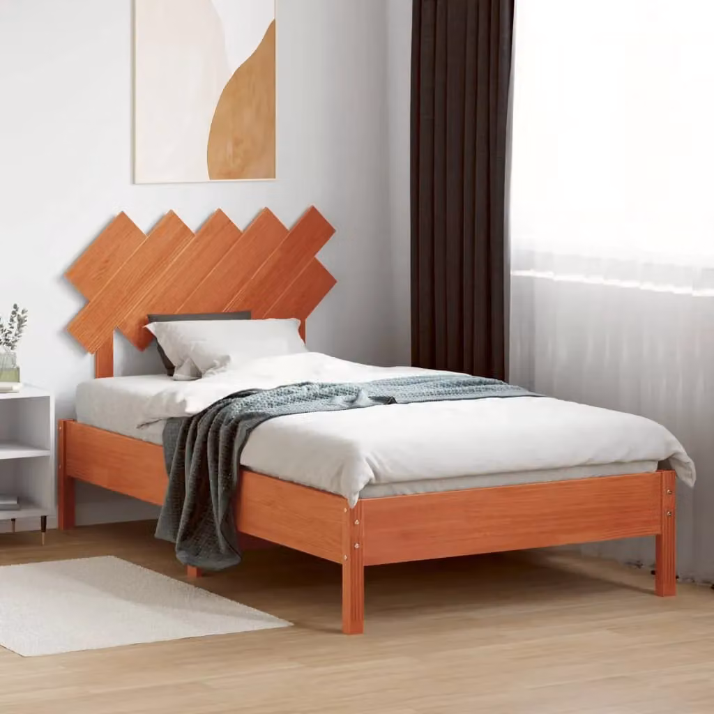 Berkfield Home Rustic Solid Wood Pine Headboard, Wax Brown, Width: 100 cm – 3