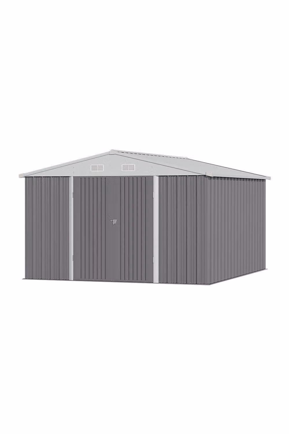 H&O Direct Lockable Metal Outdoor Tool Storage Shed in Grey with Side Vent and Gable Roof – 2