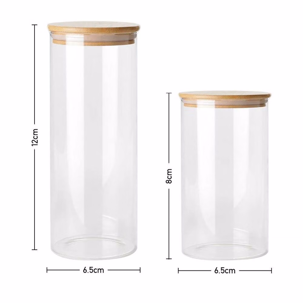 PAWNORA Set of 10 Airtight Glass Storage Bottles with Bamboo Lids in Clear – 2