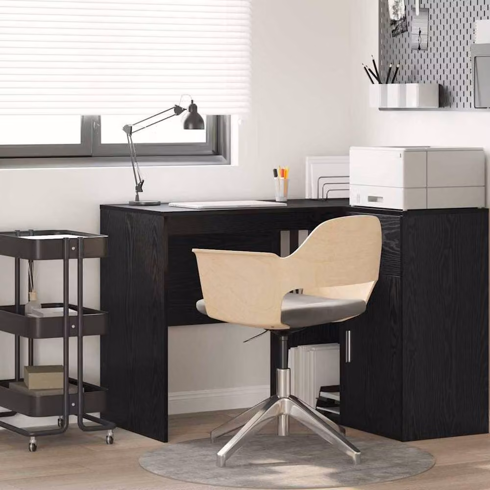 Berkfield Home Black Oak Writing Desk in Modern Engineered Wood – 2