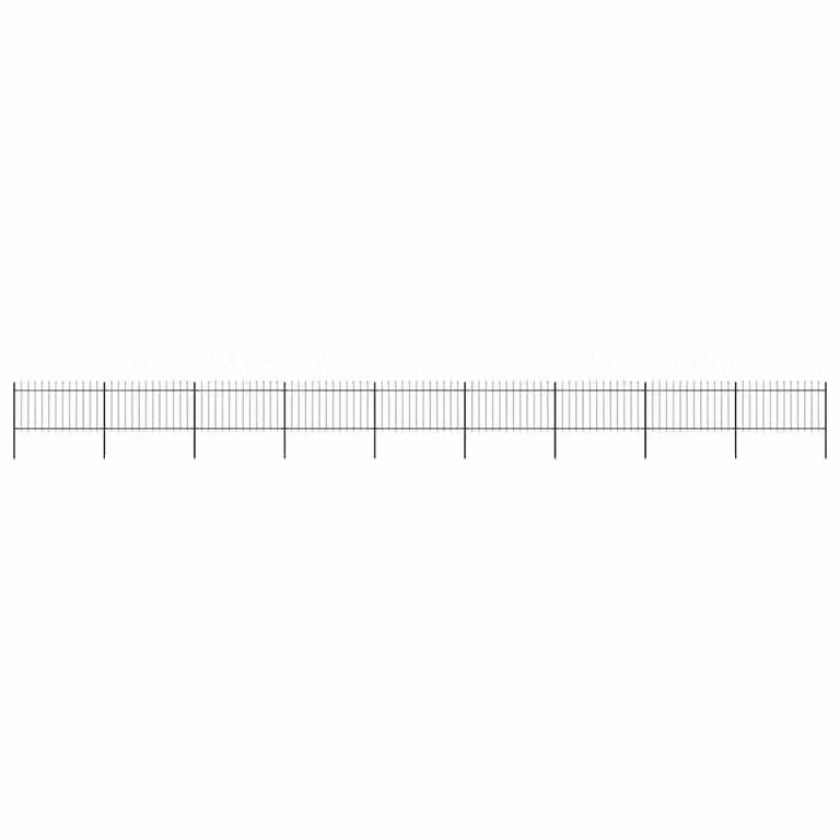 Berkfield Home Elegant Garden Fence with Spear Top in Black Powder-Coated Steel, W: 15.3 m, H: 1 m