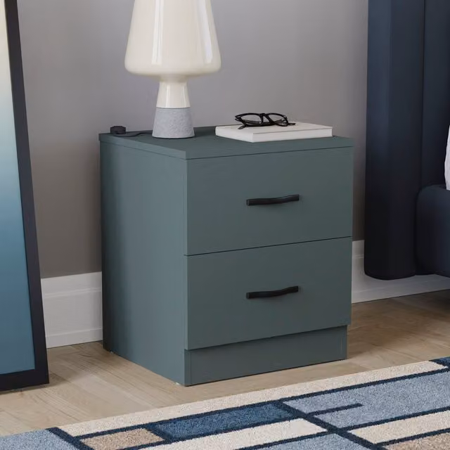 Vida Designs Riano 2 Drawer Bedside Table Chest Nightstand in Jasper Green