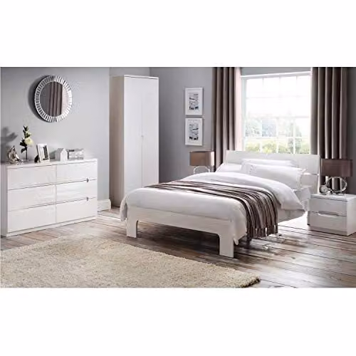 Julian Bowen Manhattan White High Gloss 2 Door Wardrobe W/D/H: 80 x 52 x 180 cm – 4