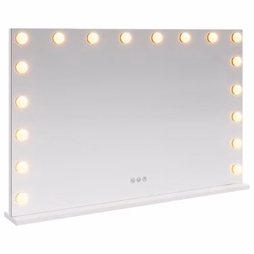 vidaXL LED Tabletop Vanity Mirror in White, W/D/H: 80 x 10 x 52.5 cm