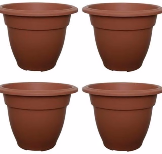 Whitefurze Round Bell Plastic Plant Pot and Planter, Brown, Diameter: 45 cm