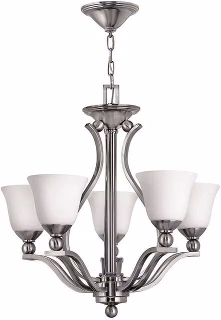 Elstead Bolla 5 Light Multi Arm Chandelier in Silver and Grey with Glass Spheres and E27 Sockets