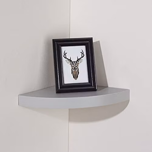 Core Products Hudson Floating Corner Shelf Kit, Light Grey, W/D/H: 29.5 x 29.5 x 3.8 cm – 2