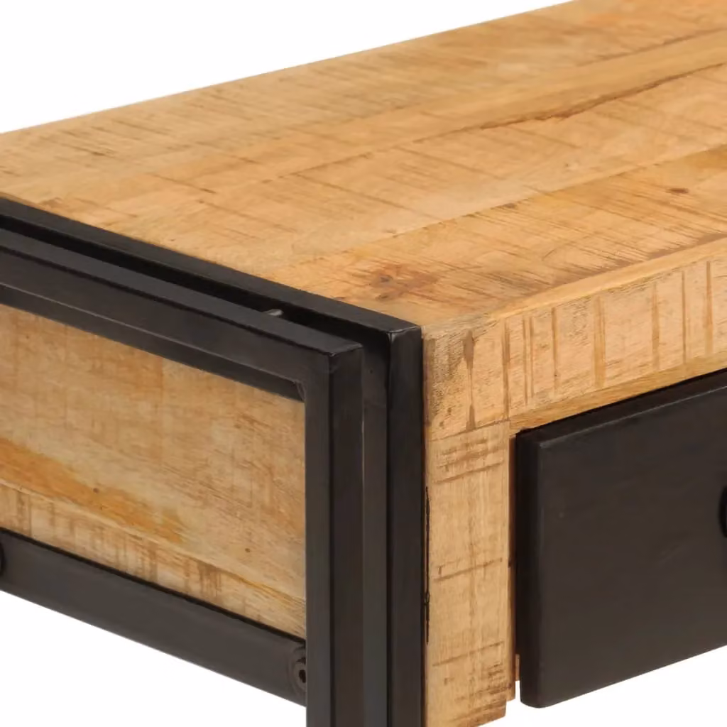Berkfield Home Black Solid Mango Wood Console Table W/D/H: 110 x 30 x 76 cm – 3