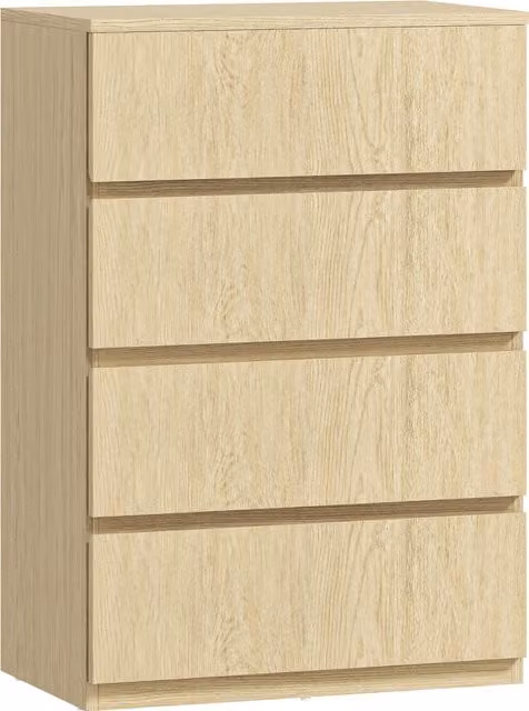 HOMCOM Modern 4-Drawer Chest of Drawers in Beige Wood and Metal for your Bedroom