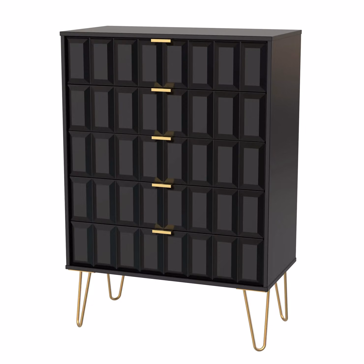 2 U Metro 5 Drawer Chest in True Black and Gold, Ready Assembled – 2
