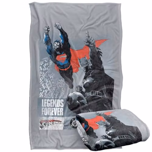 LOGOVISION Justice League Superman and Batman Double Feature Super Soft Fleece Throw Blanket, Multicolour, W: 91.44 cm x L: 147 cm – 1