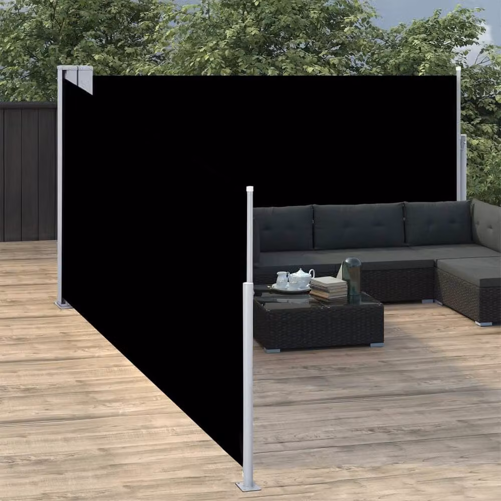 Berkfield Home Retractable Single Side Awning in Black, Polyester, W/H: 1000 x 140 cm – 3