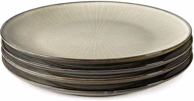 Upper Street Fika Oatmeal Reactive Glaze Ceramic Stoneware Dinner Plates Set of 4, Diameter: 27 cm, Beige – 1