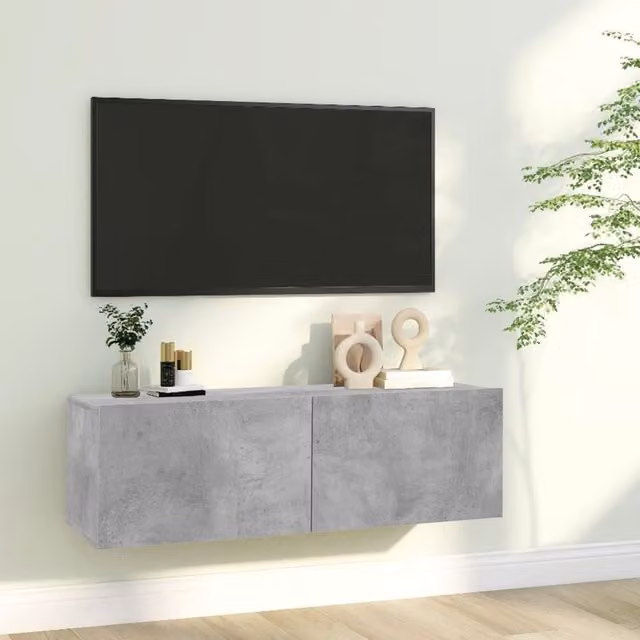 Berkfield Home TV Cabinet in Concrete Grey, W/D/H: 100 x 30 x 30 cm – 1