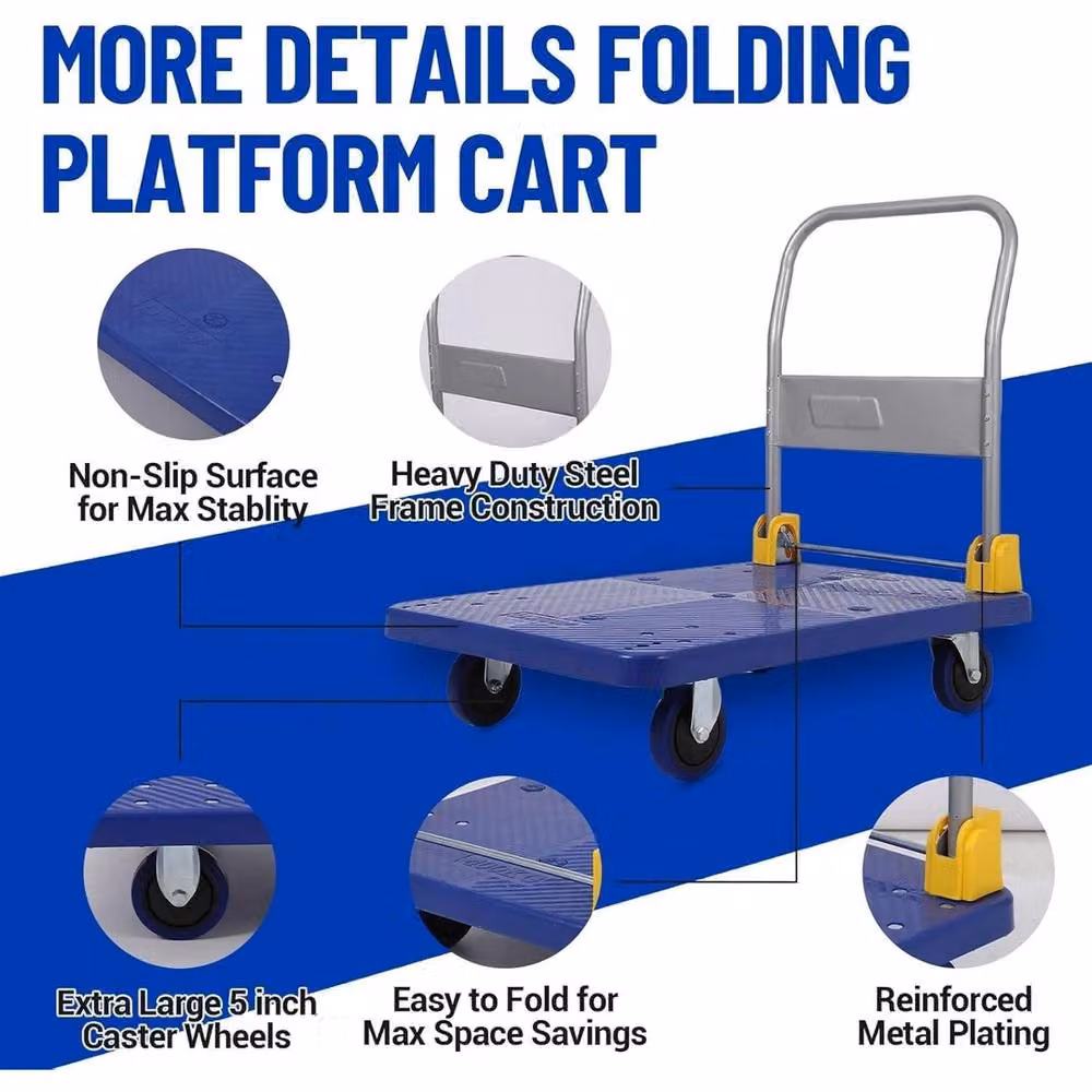 VOGREX Heavy Duty Foldable Platform Truck in Blue – 5