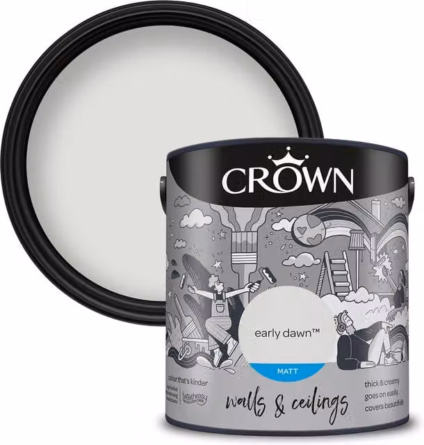 Crown Grey Matt Dispersion Emulsion Paint 2.5l – 1