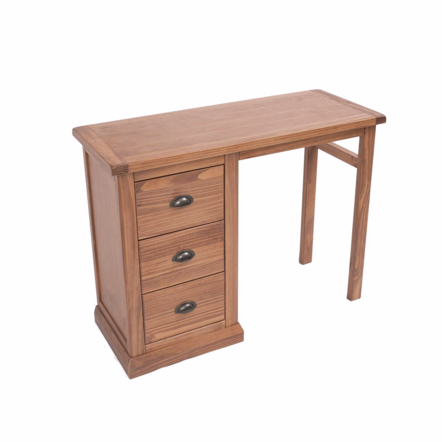 Cabinet Bits Tirolo 3 Drawer Dressing Table Set in Brown Lacquered Pine with Brass Cup Handles – 2
