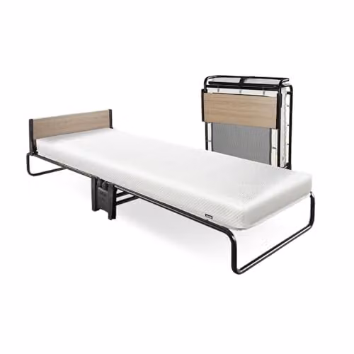 JAY-BE Revolution Single Folding Bed with Memory e-Fibre Mattress, Black and White, 90 x 190 cm – 1