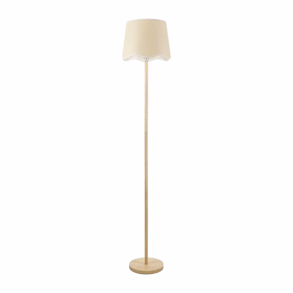 ValueLights Modern Wood Floor Lamp with White Fabric Cone Shade – 2