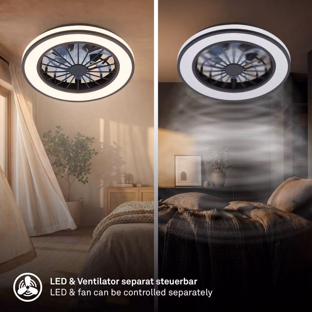 Briloner Black 24W CCT Dimmable LED Ceiling Light with Fan and Remote Control – 5