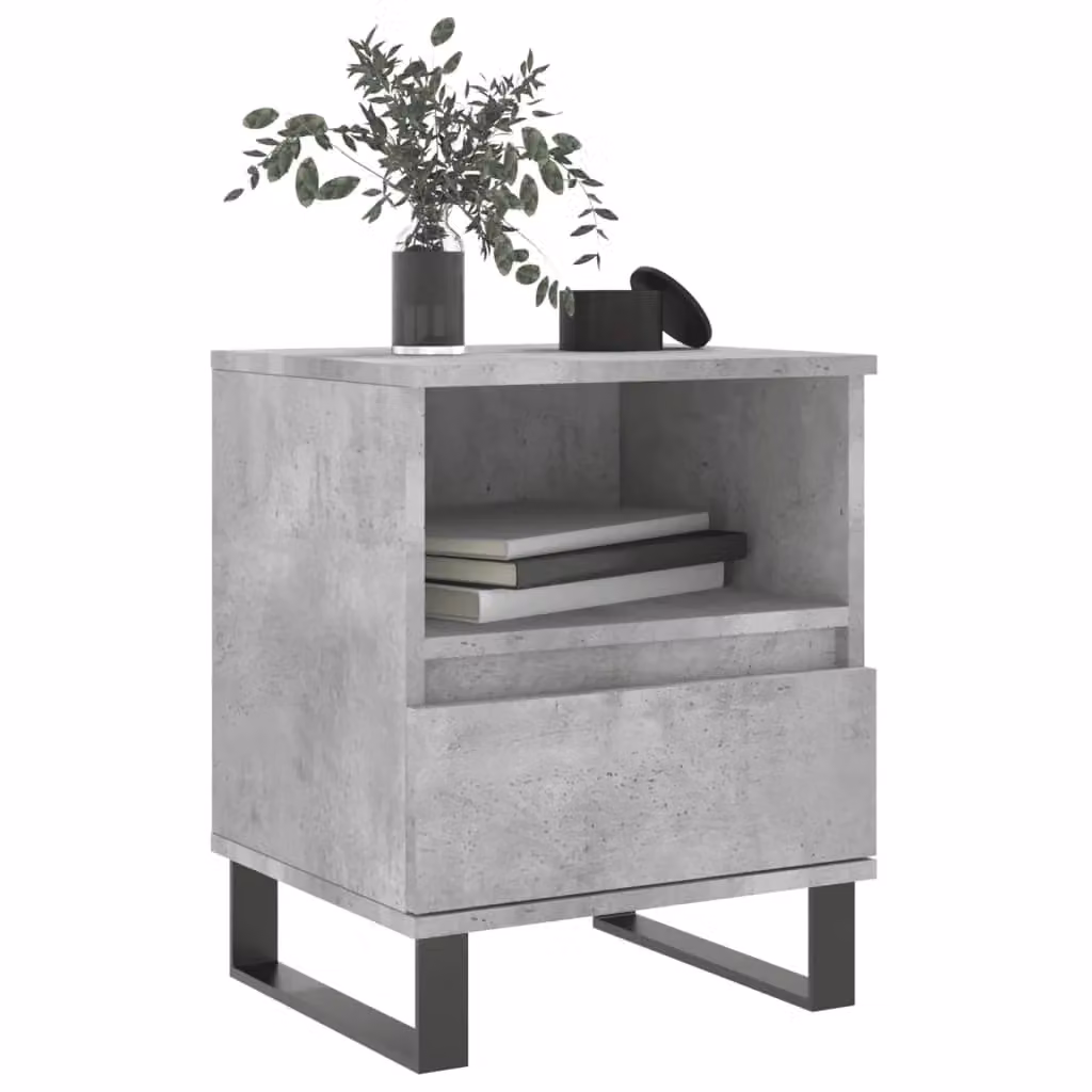 Berkfield Home Bedside Cabinet in Concrete Grey, W: 40 cm, D: 35 cm, H: 50 cm – 3