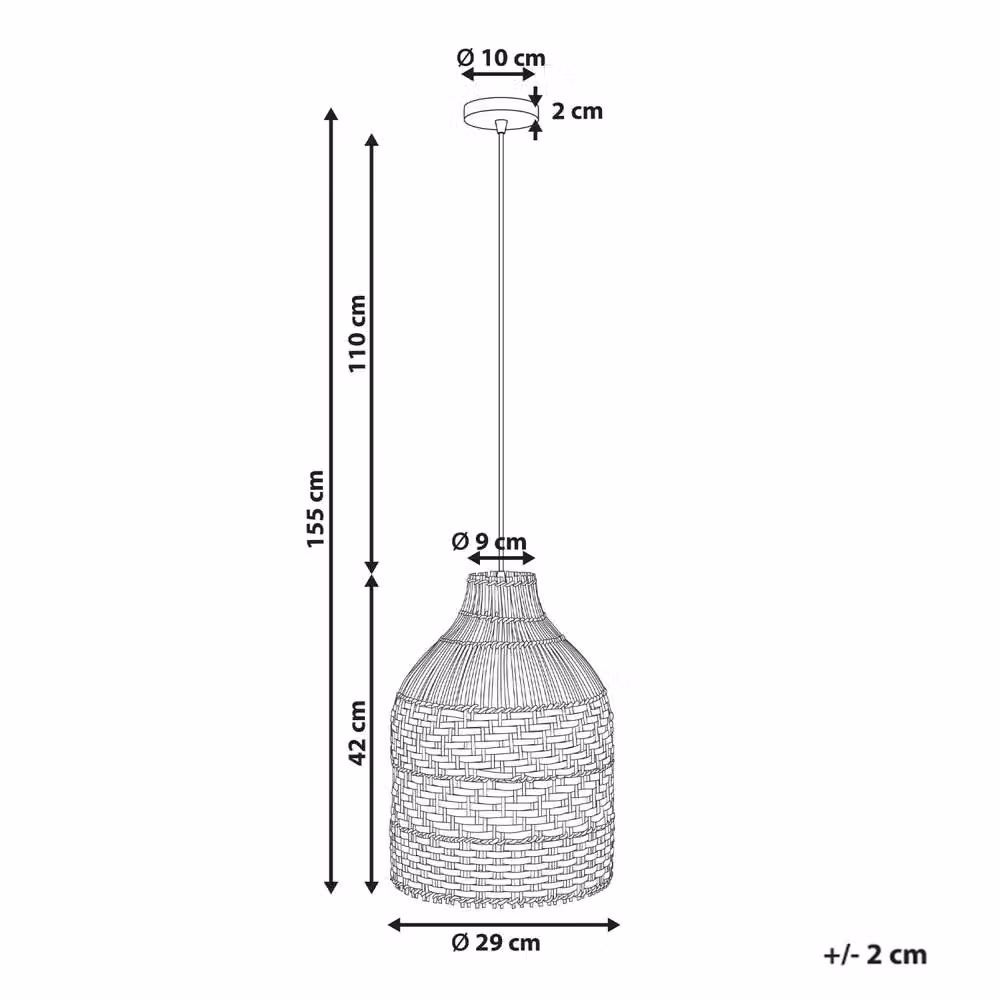 Wyld and Coco Black and White Rattan and Metal Boho Pendant Lamp – 3