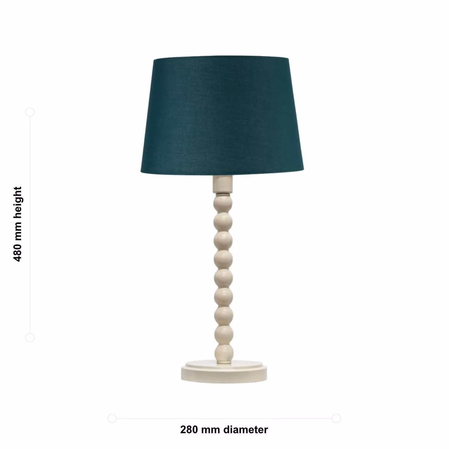 First Choice Lighting Bobbin Table Lamp with White Base and Green Fabric Cylinder Shade, H: 42.0 cm, W: 28.0 cm, D: 28.0 cm – 5