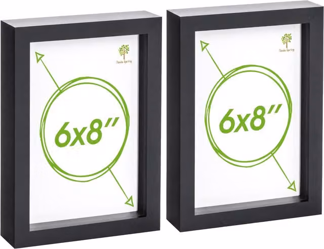 Nicola Spring Minimalist 3D Shadow Box Photo Frame, Black, Set of 2, A5 – 5
