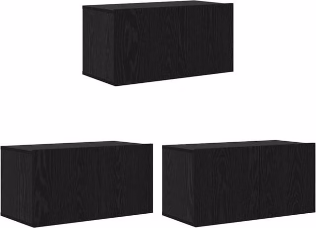 Berkfield Home Modern Black Oak Wall Mounted TV Cabinet Set – 1