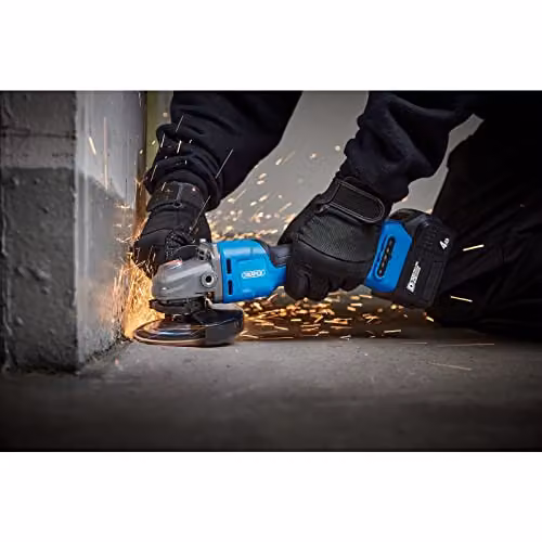 Draper D20 20V Brushless Angle Grinder, Blue, 115/125mm – 2