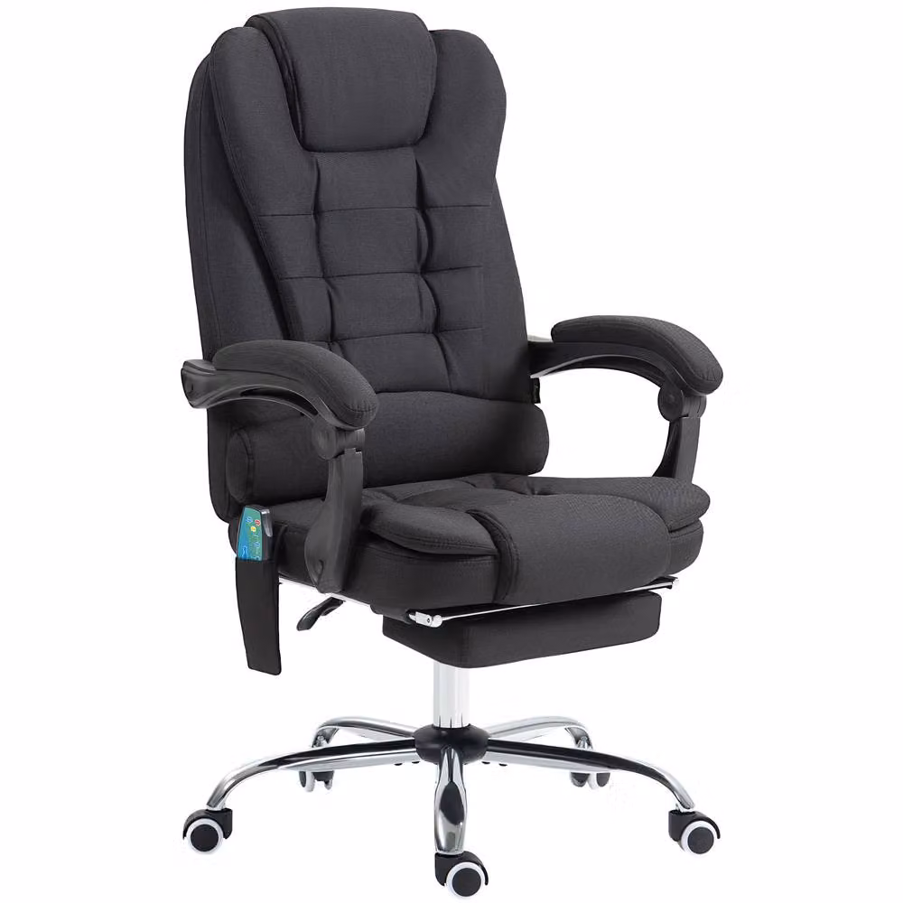 Rolipo Heated 6-Point Massage Office Task Chair in Black Fabric with Headrest and Armrests – 2