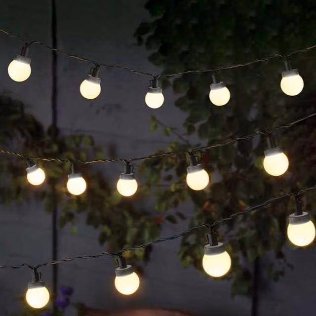 Garden Mile Solar Sphere Festoon String Lights in Black, White and Multicolour