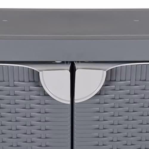 vidaXL Grey Garden Storage Cabinet with Rattan Effect Plastic and Internal Shelves, W/D/H: 65 x 45 x 88 cm – 2