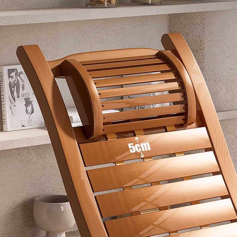 Living and Home Brown Bamboo Foldable Rocking Chair Recliner with Armrests – 2