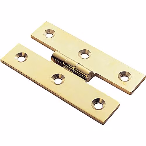 Loops Pair of H Pattern Cabinet Hinges in Polished Brass, W: 63 mm, H: 38 mm, D: 2 mm