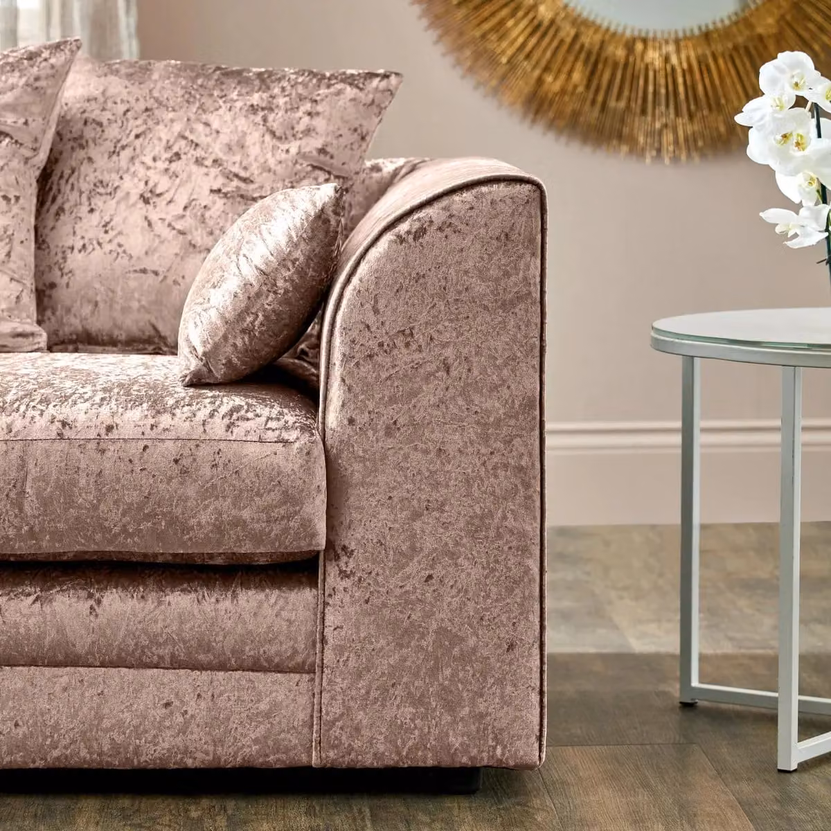 Snugg Furniture UK Limited Aurora Crushed Velvet 3 and 2 Seater Sofa Set in Light Beige – 3