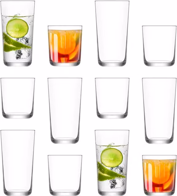 LAV 12-Piece Assos Transparent Glass Tumbler Set