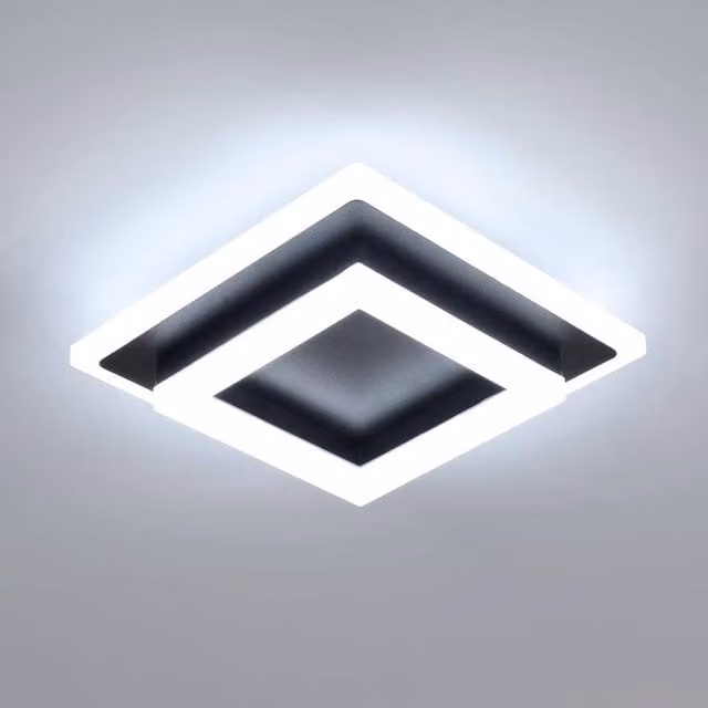 Pheashine 30W LED Square Flush Mount Ceiling Light, Cool White, Black, W/D/H: 30 x 30 x 7 cm