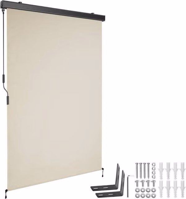 tectake Eloise Vertical Awning in Beige, W/H: 120 x 250 cm