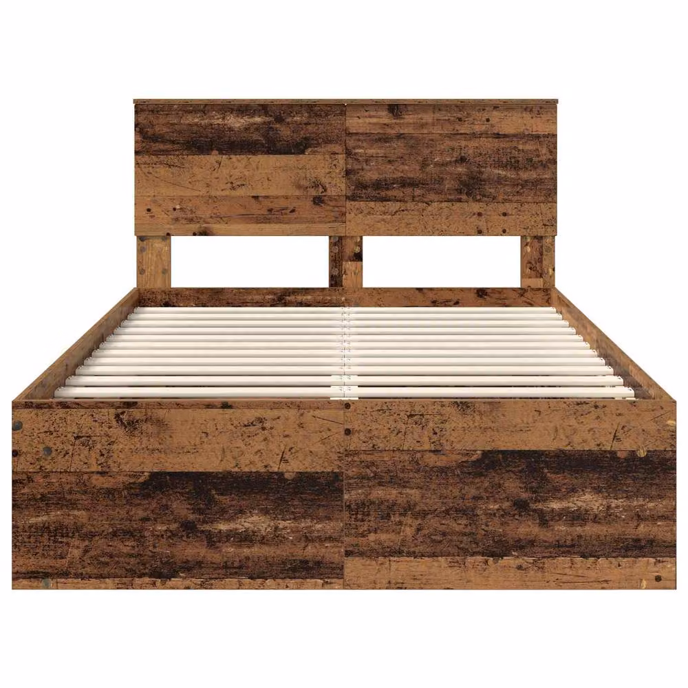 Berkfield Home Bed Frame with Headboard in Brown Solid Pine and Engineered Wood, W/D/H: 120 x 190 cm – 3