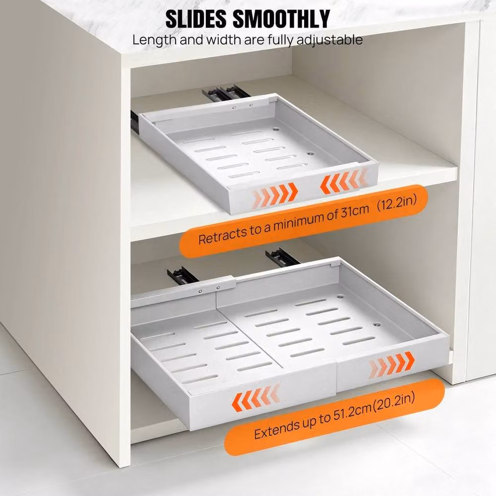 EONLION White Pull Out Cabinet Organizer with 2 Expandable Storage Drawers – 3